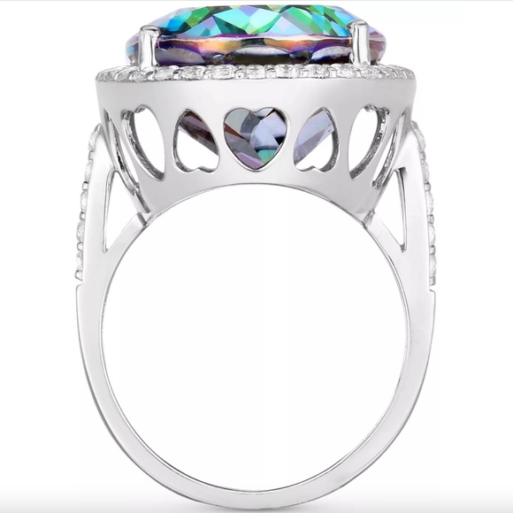 Mystic Topaz & Sterling Silver 925 White Topaz Oval Statement Ring Macy’s NWT - Picture 4 of 13